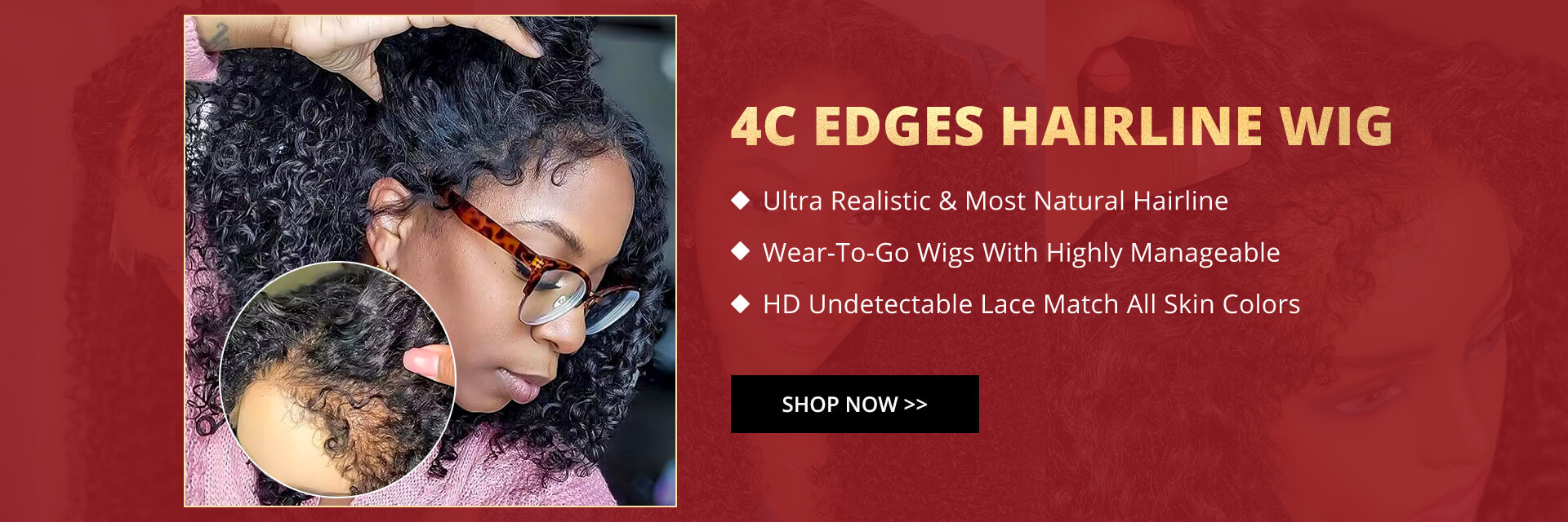 West kiss hair store offers 4c edges hairline wigs on sale